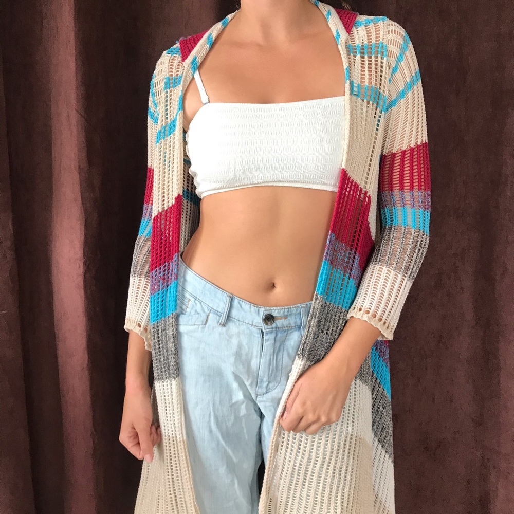 Striped knitted cardigan/ hoodie